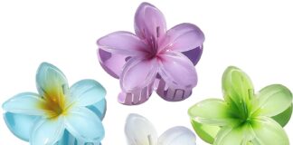 sisiaipu flower hair claw clips 6 pcs large claw clips for thick hair hawaiian flower hair clips plumeria claw clips for 3