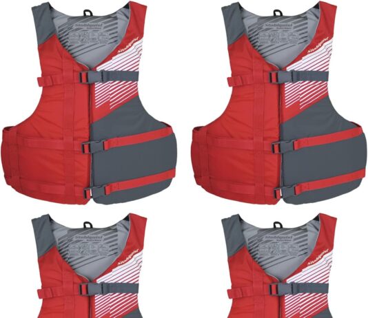 stohlquist fit adult pfd life vest pack of 4 coast guard approved adjustable size unisex lightweight high mobility pvc f