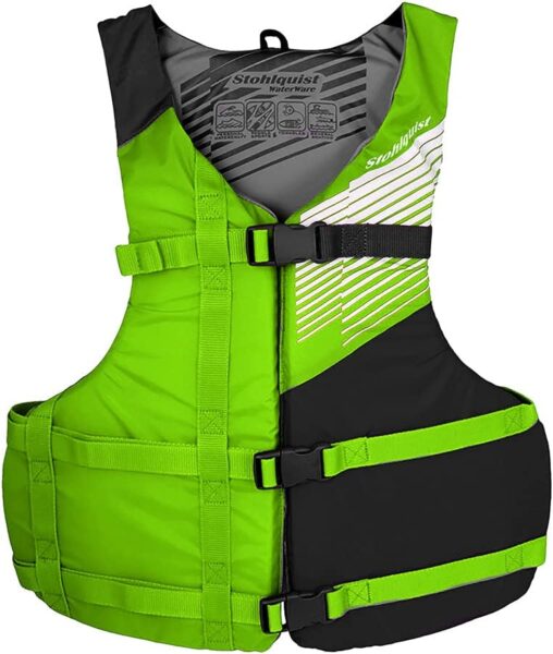 Stohlquist Fit Unisex Adult Life Jacket PFD - Coast Guard Approved, Easily Adjustable for Full Mobility, Lightweight, PVC Free | Universal and Oversize