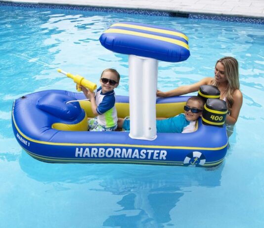 swimline original inflatable ufo spaceship pool float ride on with fun constant flow laser ray gun water squirter for ki 4
