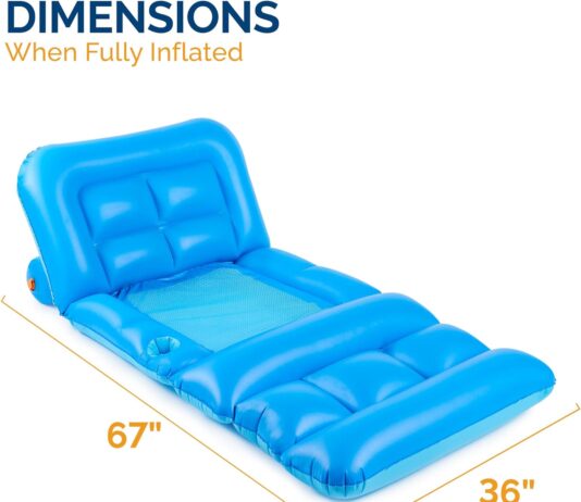 swimways comfort cloud sling seat pool chair with fast inflation arm support inflatable pool floats for adults 1