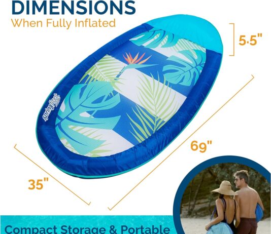 swimways spring float original pool lounge chair inflatable pool floats adult with fast inflation head rest for ages 15 1 1