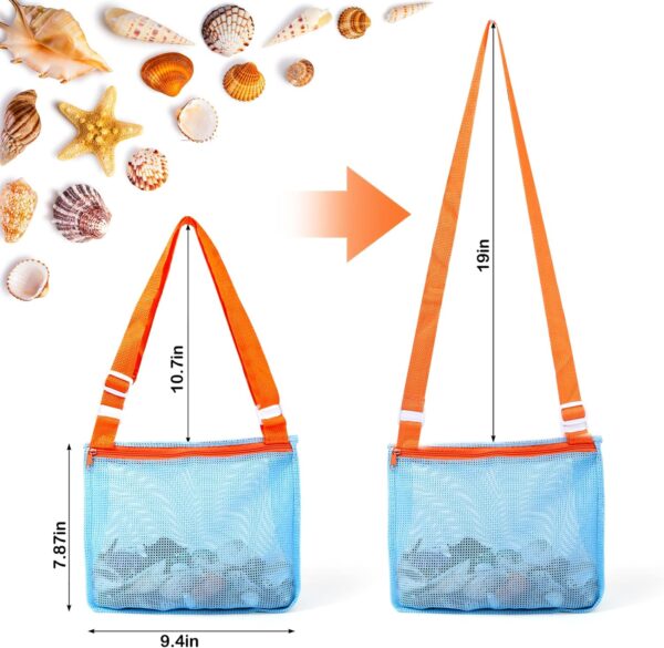 Vodolo Beach Mesh Shovel with Mesh Beach Bag for Shell Collecting, Kids Filter Sand Scooper for Picking Up Shells, Shark Tooth Sifter Dipper for Boys and Girls, Toy