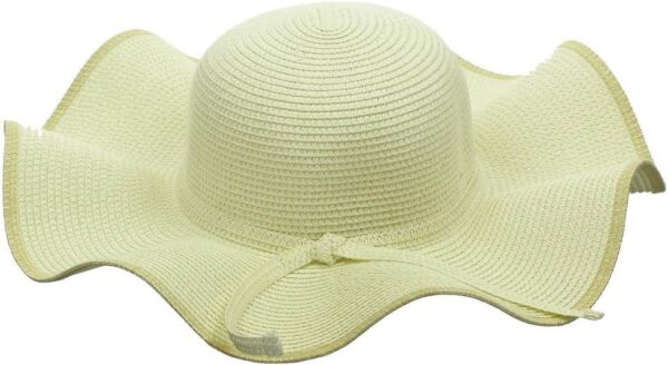 Womens Wavy Floppy Wide Brim Straw Sun Hat