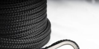 young marine made 38 inch 100ft 150ft black nylon anchor line double braided anchor ropeline with thimble 38 x 150 3