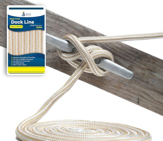 12 x 15 goldwhite 2 pack durable double braided nylon dock line for boats up to 35 long lasting mooring line strong nylo
