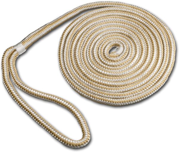 ACY Marine- Double Braided Nylon Dock Line - Boat Rope - Marine and Pontoon Accessories - Braided, Reinforced Boat Ropes and Ties for Docking - Stretch Resistant with 12” Spliced Loop for Mooring