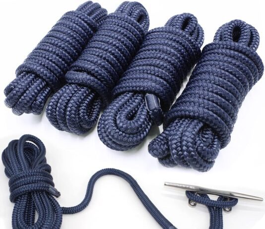 4 pack 12 x 15 dock linesmarine grade double braided nylon dock line with 12 eyelethi performance boat rope mooring rope
