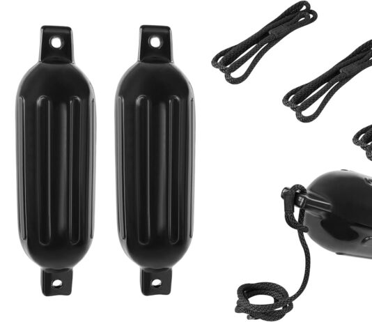 bisupply boat bumpers for docking boat fenders 4 pack 228 x 78in buoys with 2 fender lines and 12in inflator pump 2
