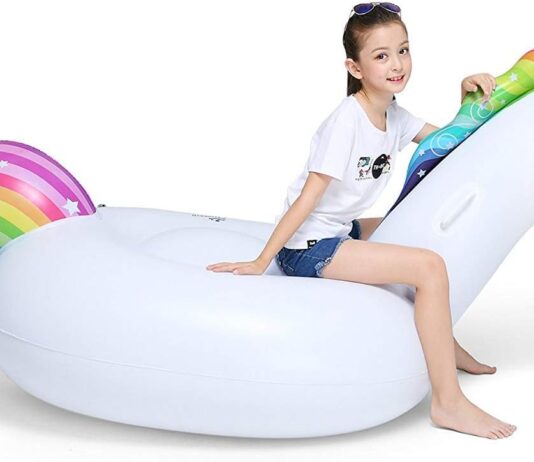 jasonwell big inflatable unicorn pool float floatie ride on with fast valves large rideable blow up summer beach swimmin 1