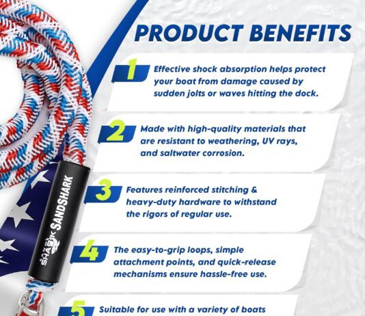 sandshark 7 14ft premium anchor bungee dock line boat accessories bungee anchor line absorbs shock to anchors and docks 1 1