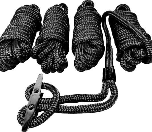 sandshark premium 15ft 12in dock lines 4 pack quality double braided nylon boat rope 12in eyelet loop boat mooring ropes 2