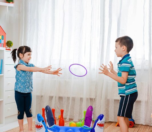 voiiake inflatable pool ring toss pool toys for kids with 6pcs rings swimming pool games for adults and family 1