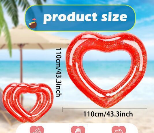8 pack inflatable heart shape swimming rings bulk sweet love swimming pool float loungers tube for adults summer beach p 2
