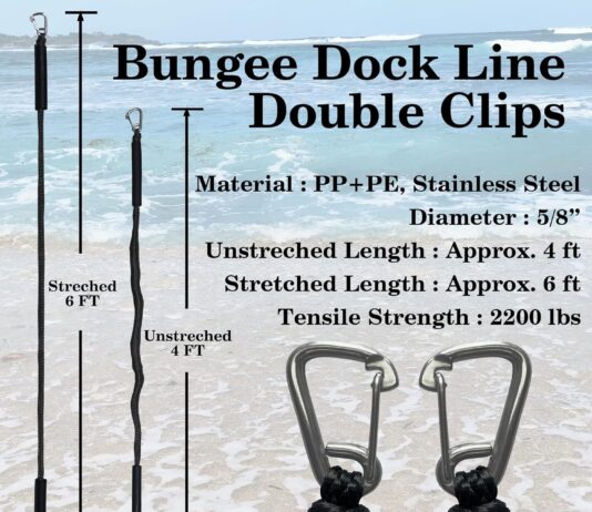 bungee dock line with double 316 stainless steel clips floatable mooring rope boat snubber docking rope for pwc boat acc 2