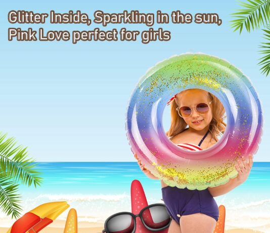 inflatable pool floats for kids glitter swim rings for girls boys pool tubes toy pool floats ring toys summer beach swim 1