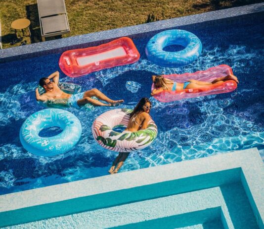 xl adult mesh pool lounger miami beach pink beverly hills pool ring with drink holder 3