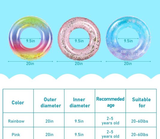 inflatable pool floats 3 pack glitter swim rings for 2 5 years old kids pool tubes toys pool floats ring toys summer bea 1