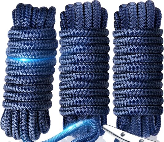 dock linesropes boat accessories 3pc 12inx15 ropes for boats double braided mooring marine ropes with 12in eye loop for 
