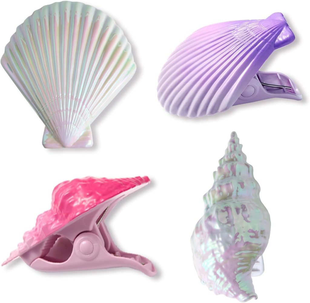 Beach Towel Clips for Beach Chairs, Lounge Chairs, Drying Racks Decorative Windproof Clothes Pins (4 Pieces) (Colorful  Pink)