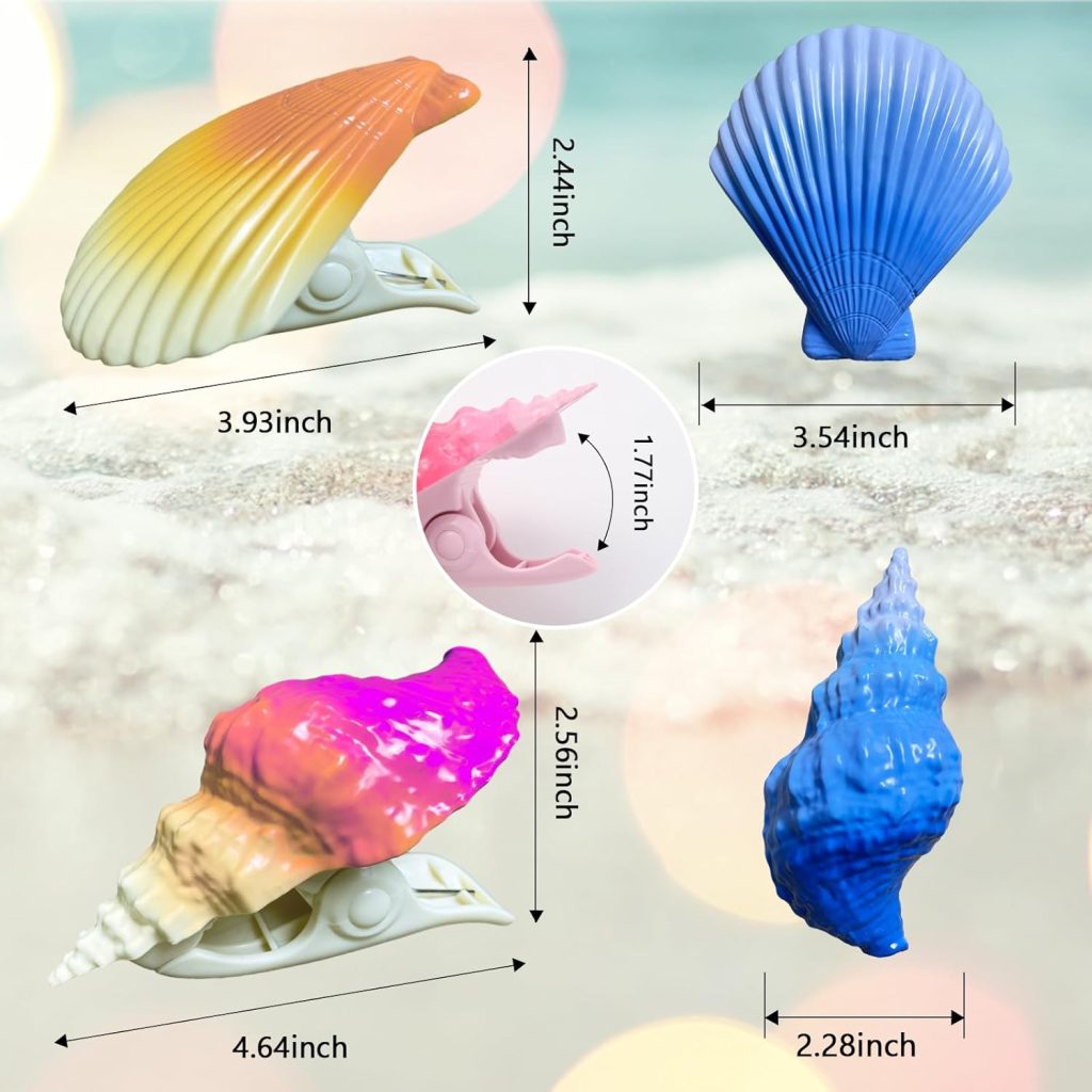 Beach Towel Clips for Beach Chairs, Lounge Chairs, Drying Racks Decorative Windproof Clothes Pins (4 Pieces) (Colorful  Pink)