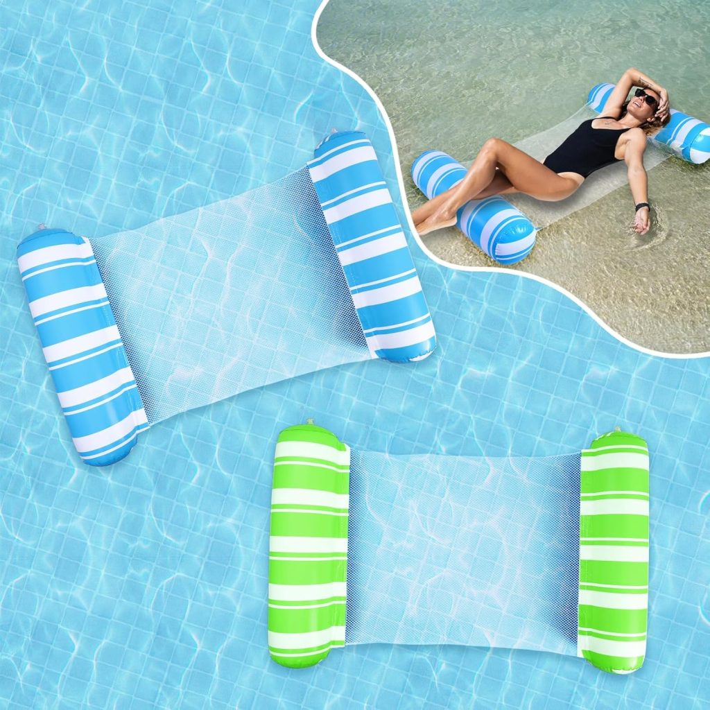 Pool Float Adults 4-in-1 Water Hammock Float,Saddle, Drifter,Lounger Inflatable Pool Floats for Swimming Pool, Beach, Hammock Pool Float
