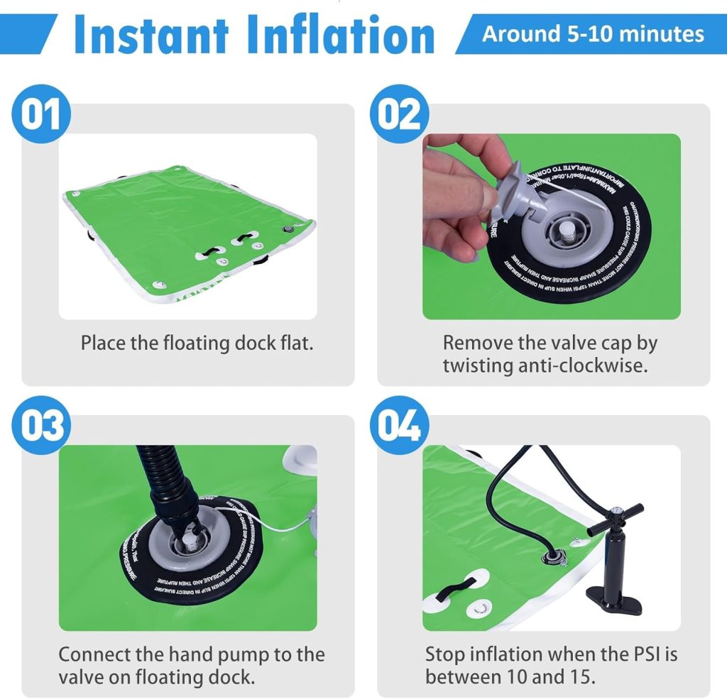 8FT/10FT/12FT Inflatable Floating Dock for Lakes, Inflatable Dock Floating Platform with Non-Slip Surface, Floating Island Raft for Pool Beach Ocean
