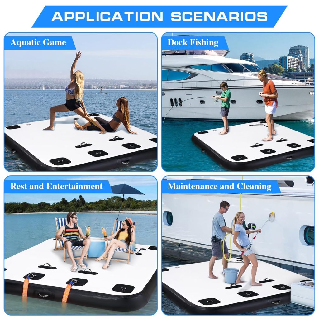 Inflatable Floating Dock, Swim Platform Floating Island Raft, Large Air Mat Inflatable Water Pad with None-Slip Surface for Lake Pool Beach Ocean