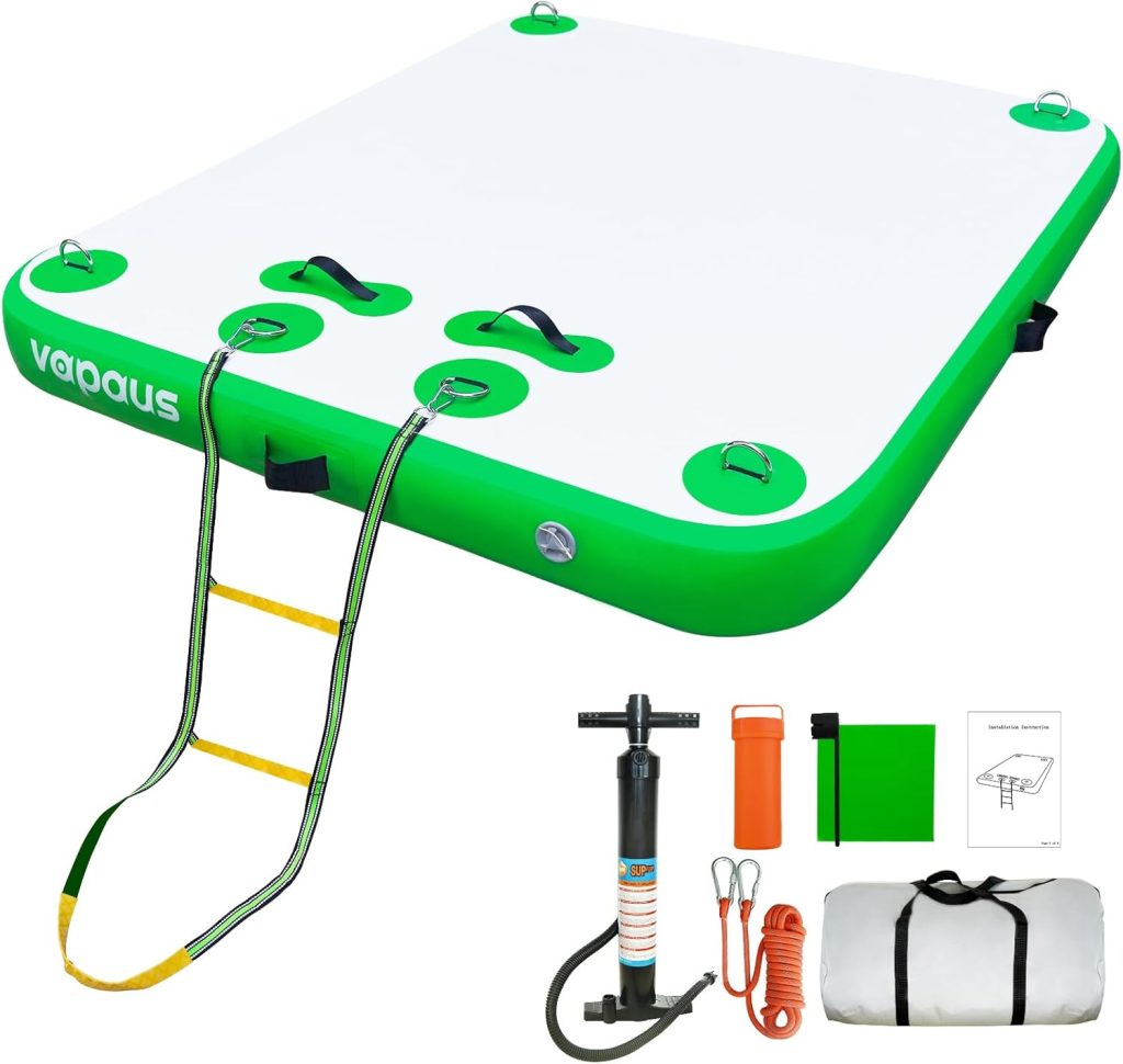 Vapaus Inflatable Floating Dock Air Dock Platform 6ft/8ft/10ft Non-Slip Inflatable Water Swim Mat Floating Island Raft for Pool Lake Beach Ocean Fishing Relaxing