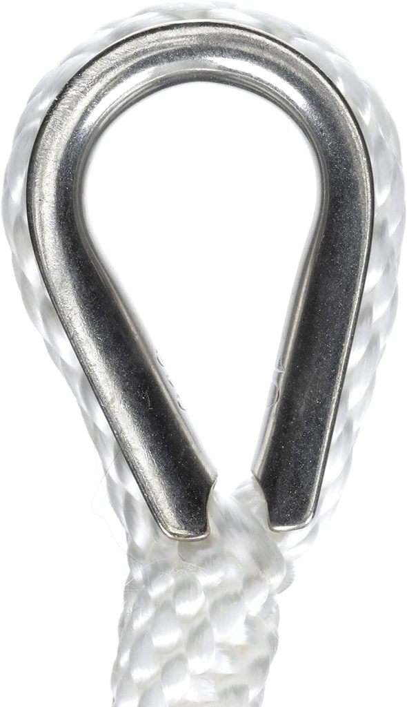 attwood Solid Braid MFP Anchor Line with Thimble (White, 3/8-Inch x 100-Feet)