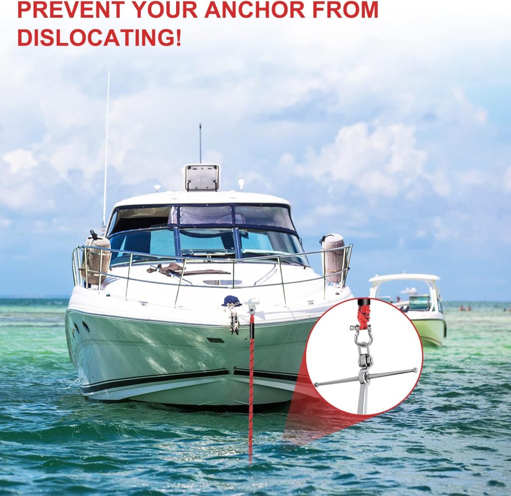 Bungee Anchor Dock Lines with Clip Boat Accessories for Anchoring Pontoon,Jet Ski,Extra with A Shackle Great Option for Docking SeaDoo, Yamaha WaveRunner, Kayak at BeachSandbar,14 Feet