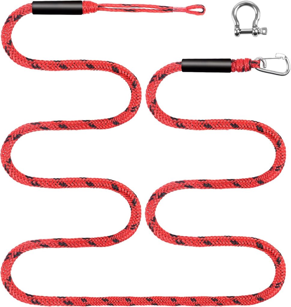 Bungee Anchor Dock Lines with Clip Boat Accessories for Anchoring Pontoon,Jet Ski,Extra with A Shackle Great Option for Docking SeaDoo, Yamaha WaveRunner, Kayak at BeachSandbar,14 Feet