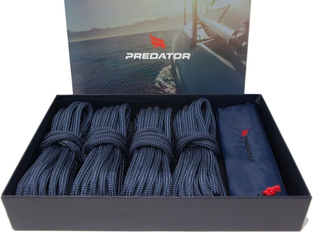 NZ Hi-Performance Dock Lines Bag Set | 3/8 x 15 Double Braided Nylon Dock Line with 12 Inch Eyelet | Ropes for Boats (Navy Blue)