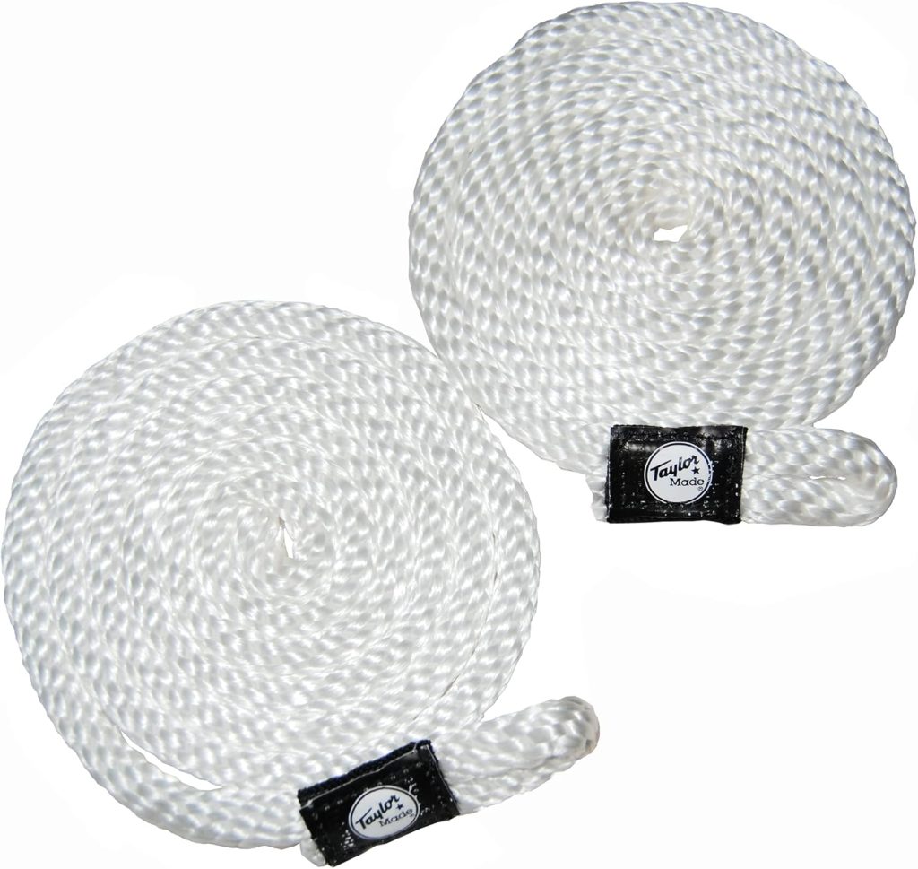 Taylor Made Fender Loc Boat Fender Lines - 2-Pack, 3/8 Diameter x 6 Long Rope, White, Braided Polypropylene, Pre-Spliced, Professionally Finished, Rot-Resistant, No Kinks - 11311