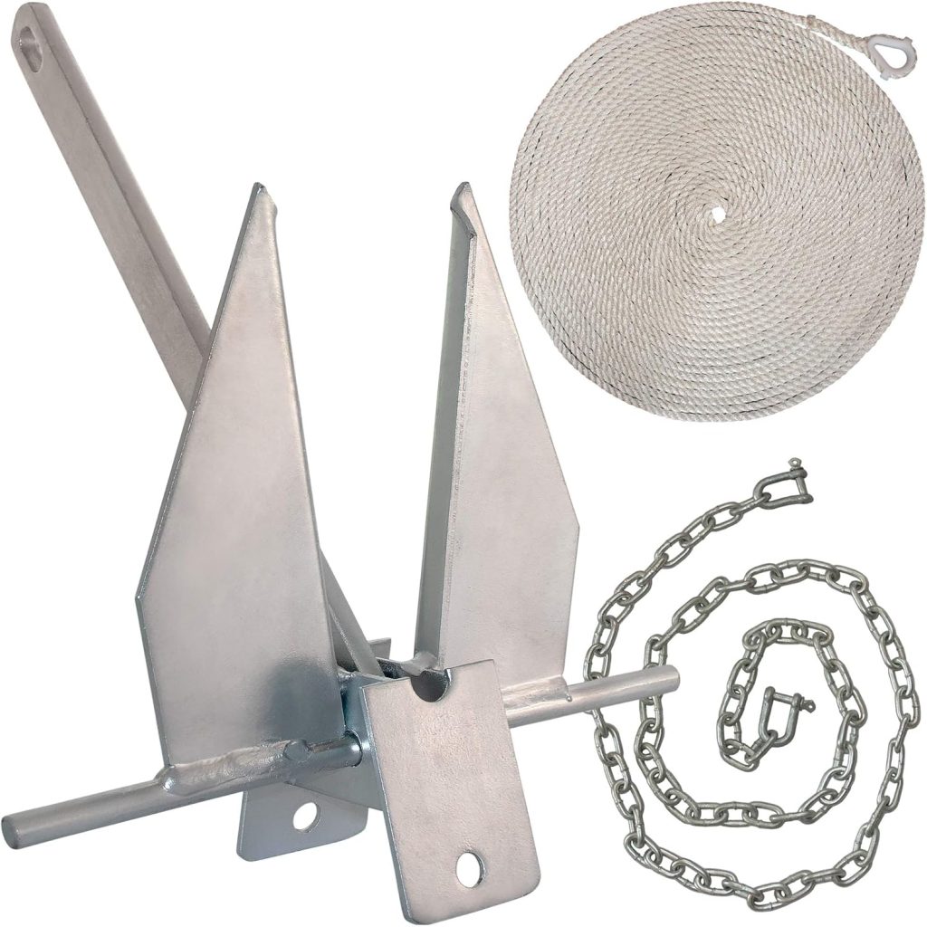 WindRider Heavy Duty Boat Anchor Kit – Fluke Style with Rope, Chain  Shackles – Complete Sailing and Fishing Combo for Medium Boats Pontoon  Deck - Perfect for Sand  Mud Bottoms