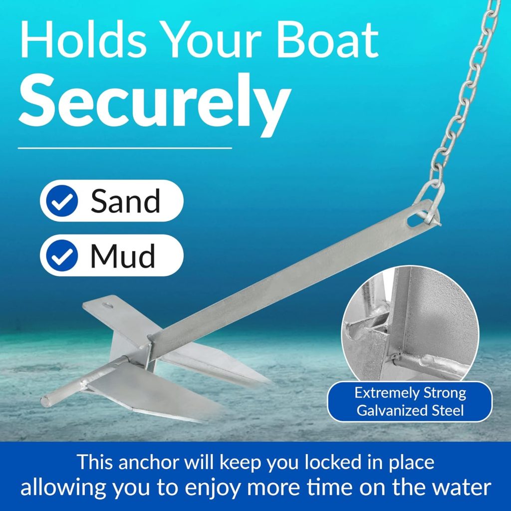 WindRider Heavy Duty Boat Anchor Kit – Fluke Style with Rope, Chain  Shackles – Complete Sailing and Fishing Combo for Medium Boats Pontoon  Deck - Perfect for Sand  Mud Bottoms