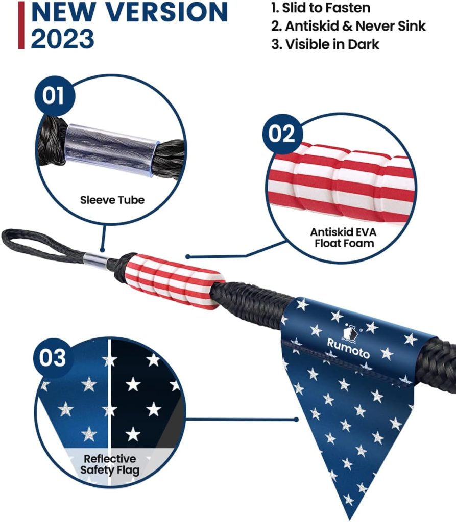 2PCS Bungee Dock Line for Docking Line Mooring Rope with Stainless Steel Clip Accessories for Boats PWC, Kayak, Watercraft,SeaDoo,Jet Ski, Pontoon Reflective Flag (Black Blue Red, 4 Feet) 2PCS Bungee Dock Line for Docking Line Mooring Rope with Stainless Steel Clip Accessories for Boats PWC, Kayak, Watercraft,SeaDoo,Jet Ski, Pontoon Reflective Flag (Black Blue Red, 4 Feet)