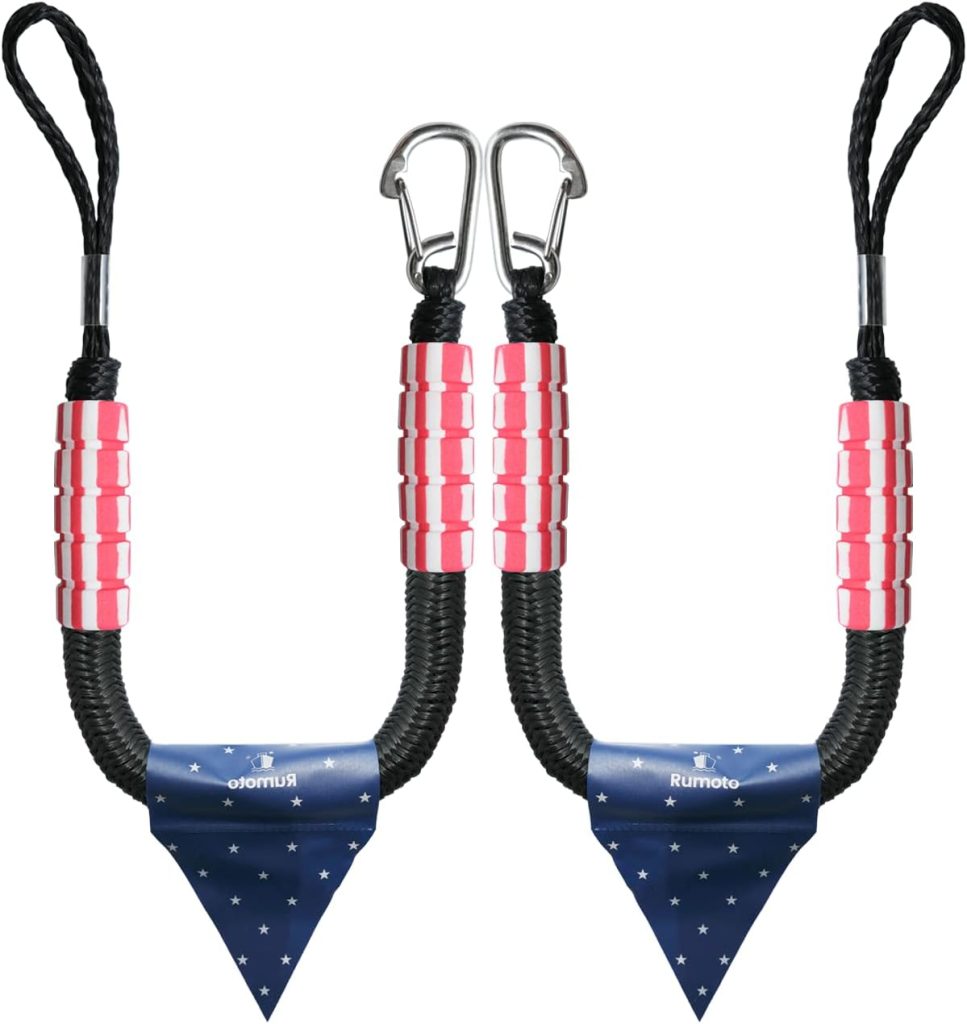 2PCS Bungee Dock Line for Docking Line Mooring Rope with Stainless Steel Clip Accessories for Boats PWC, Kayak, Watercraft,SeaDoo,Jet Ski, Pontoon Reflective Flag (Black Blue Red, 4 Feet) 2PCS Bungee Dock Line for Docking Line Mooring Rope with Stainless Steel Clip Accessories for Boats PWC, Kayak, Watercraft,SeaDoo,Jet Ski, Pontoon Reflective Flag (Black Blue Red, 4 Feet)