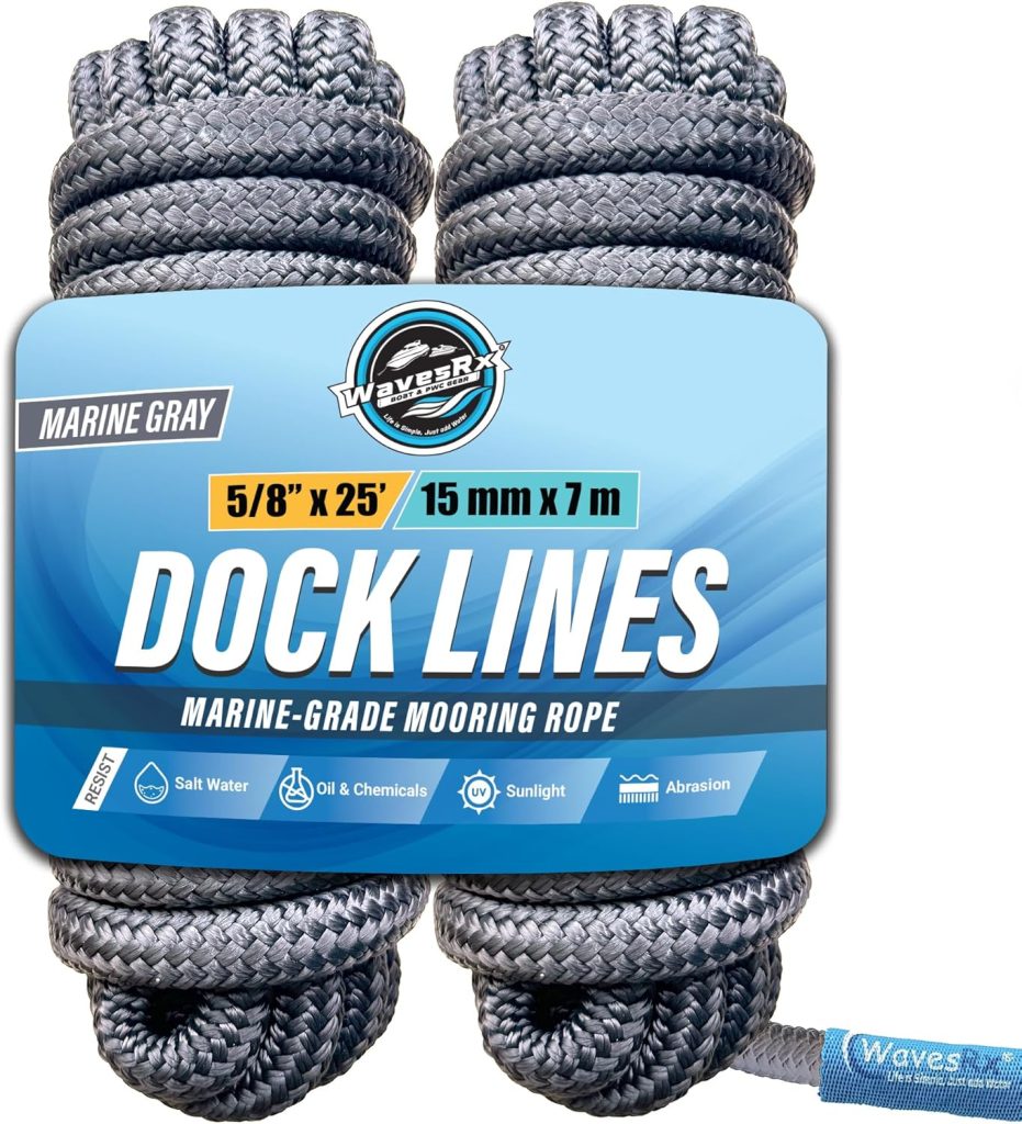Premium Nylon Boat Dock Lines  Ropes for Docking  Pontoon | Double Braided Marine Rope | Boat Ropes for Docking with Loop | UV  Saltwater Resistant Dock Ropes for Boats  Mooring Line