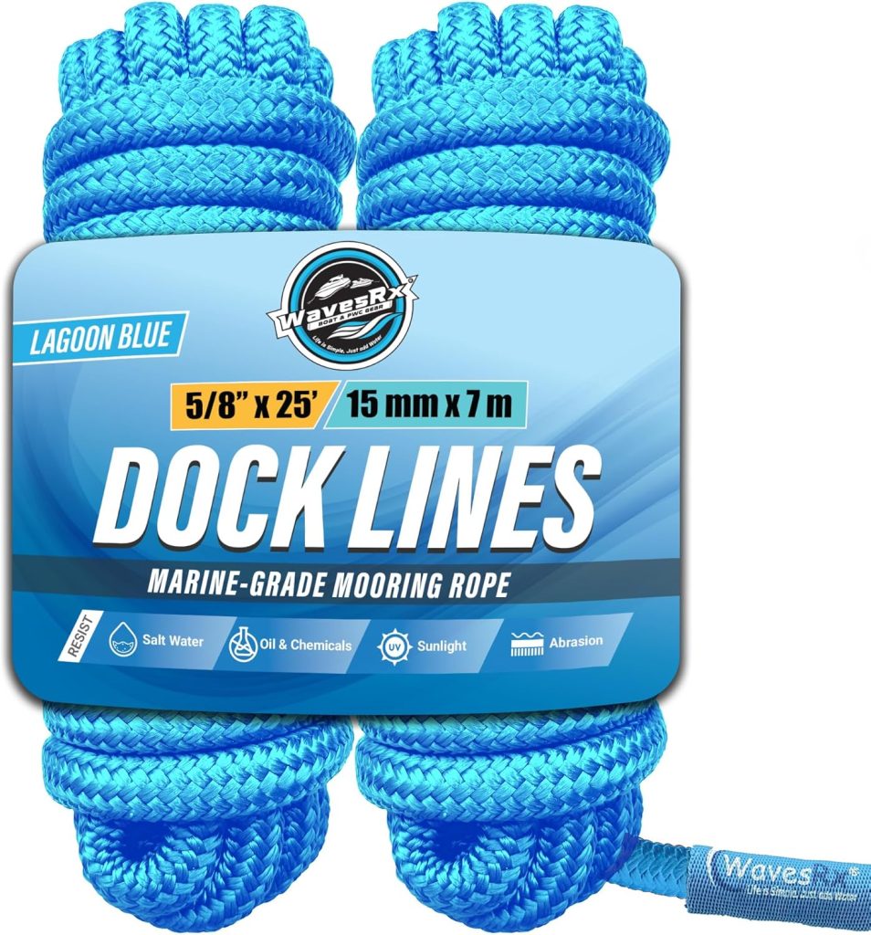 Premium Nylon Boat Dock Lines  Ropes for Docking  Pontoon | Double Braided Marine Rope | Boat Ropes for Docking with Loop | UV  Saltwater Resistant Dock Ropes for Boats  Mooring Line