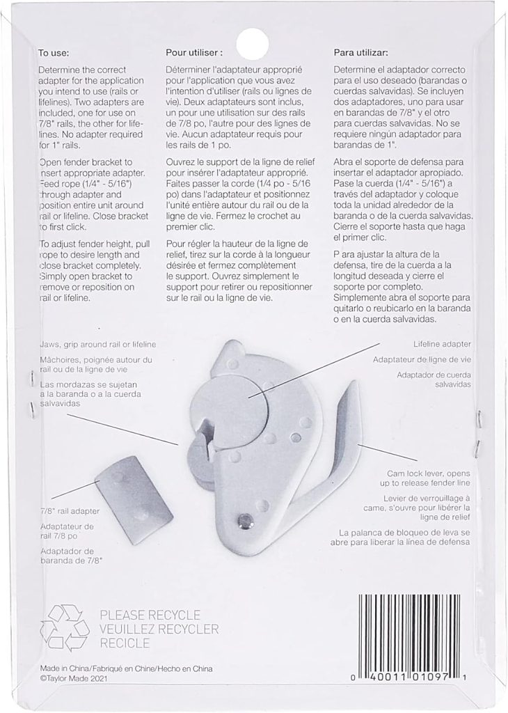 Rail / Lifeline Fender Bracket for 7/8-1 Railings or 1/4 Max lifelines (Pair)