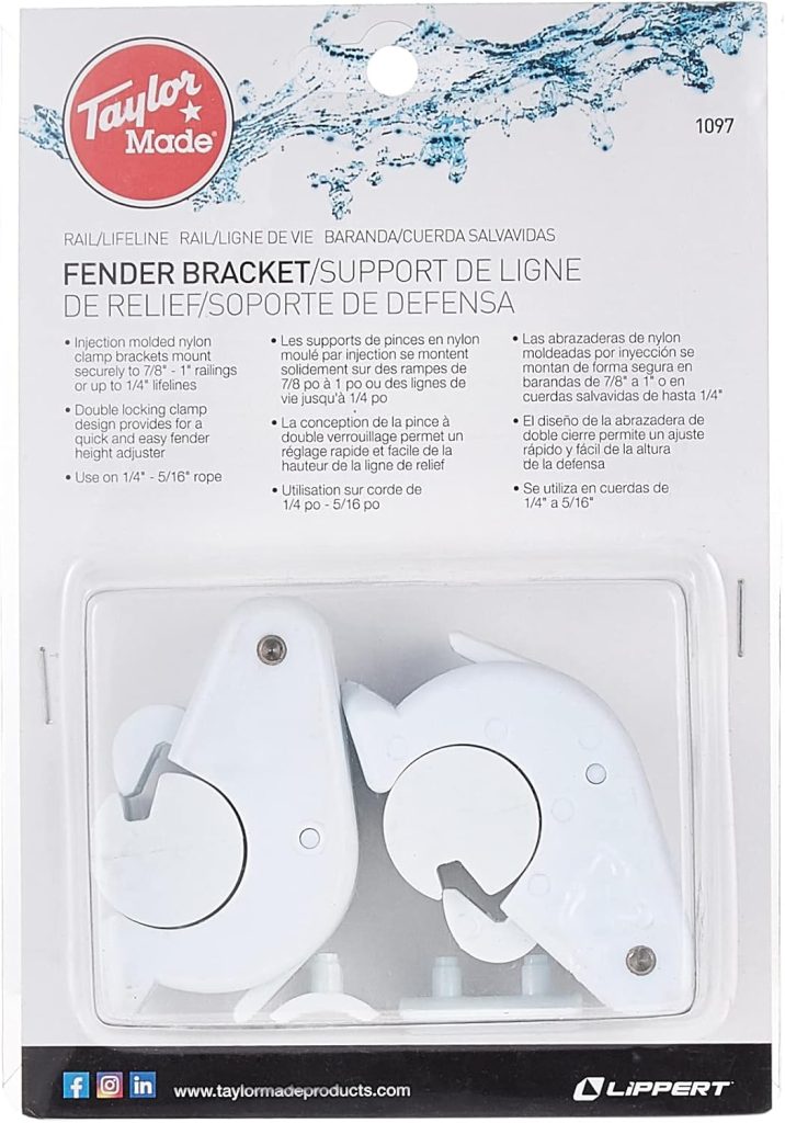 Rail / Lifeline Fender Bracket for 7/8-1 Railings or 1/4 Max lifelines (Pair)