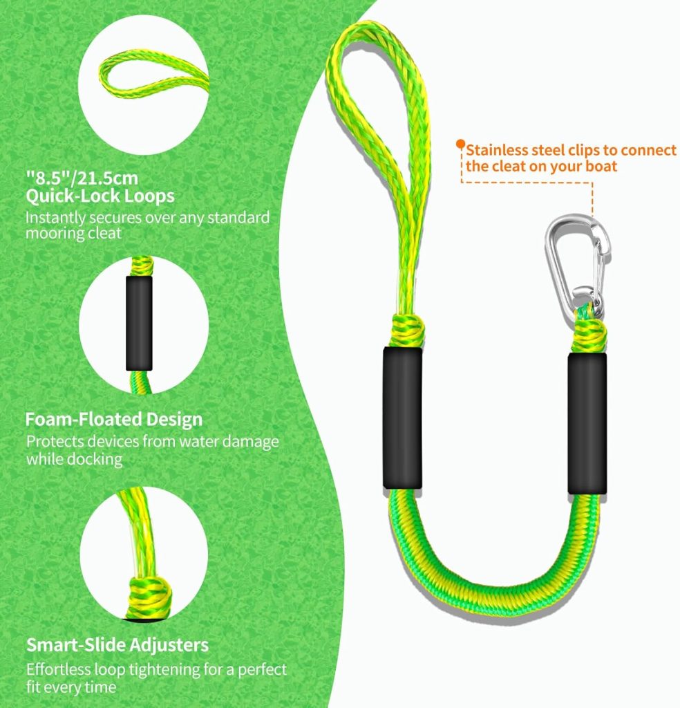 Bungee Dock Lines for Boats, 2 Feet, Pack of 2 (Blue) Bungee Dock Lines for Boats, 2 Feet, Pack of 2 (Blue)