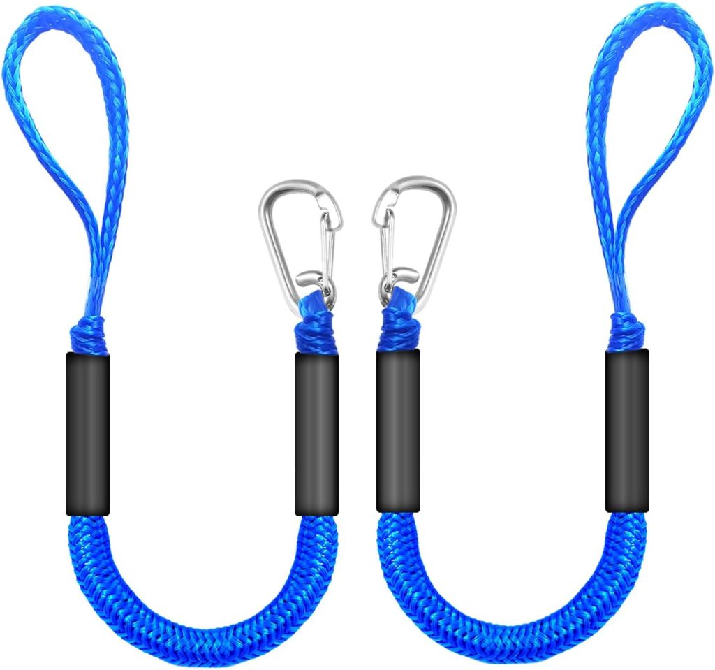 Bungee Dock Lines for Boats, 2 Feet, Pack of 2 (Blue) Bungee Dock Lines for Boats, 2 Feet, Pack of 2 (Blue)