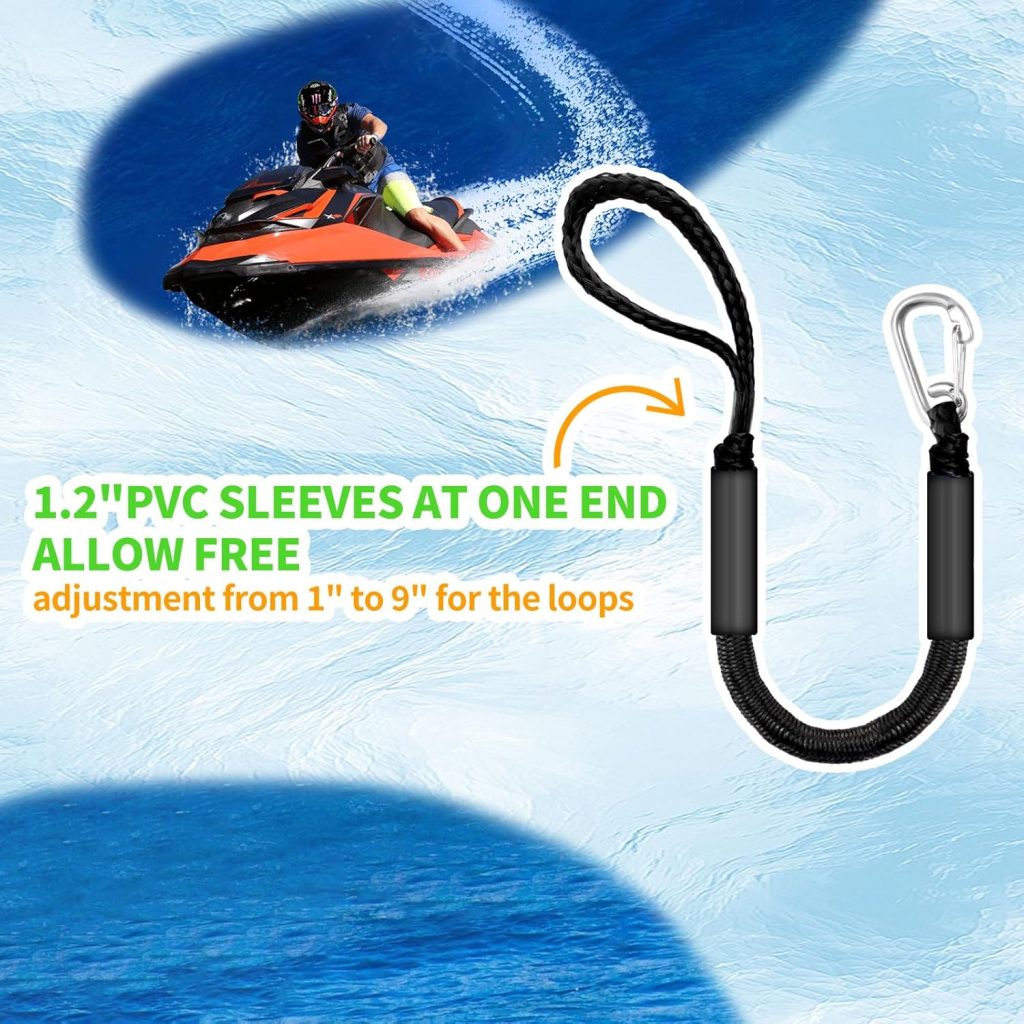 Bungee Dock Lines for Boats, 2 Feet, Pack of 2 (Blue) Bungee Dock Lines for Boats, 2 Feet, Pack of 2 (Blue)