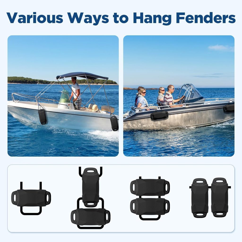 Ehaho Boat Fenders, Boat Bumpers for Docking, EVA Pontoon Bumpers with Integrated Locking Rope, Fit for Bass, Ski, Bowriders and Fishing Boats