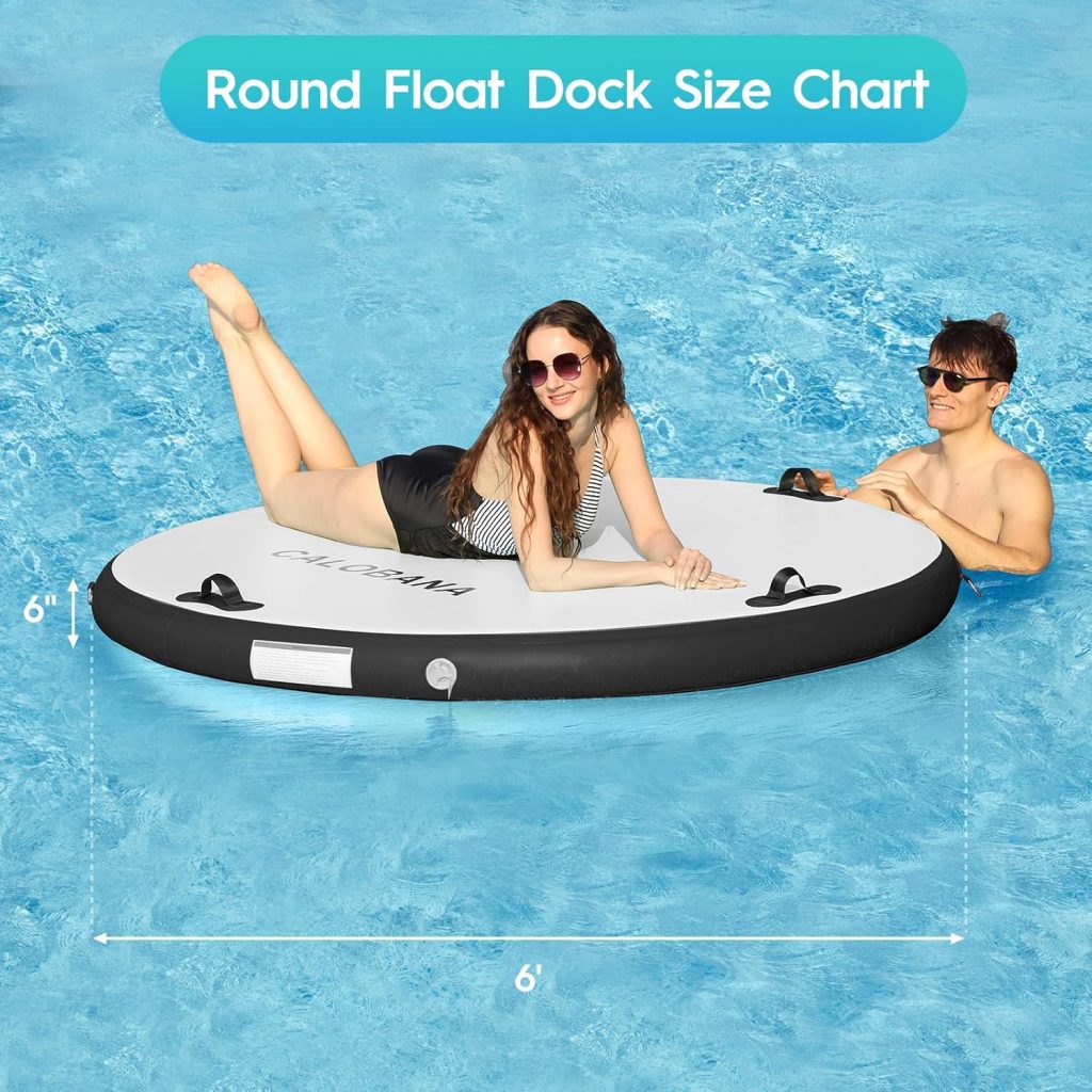 Inflatable Floating Dock Platform, Multi-People Round Water Hammock lsland Raft Tanning Float with Carrying Bag for Pool Lake Beach Party