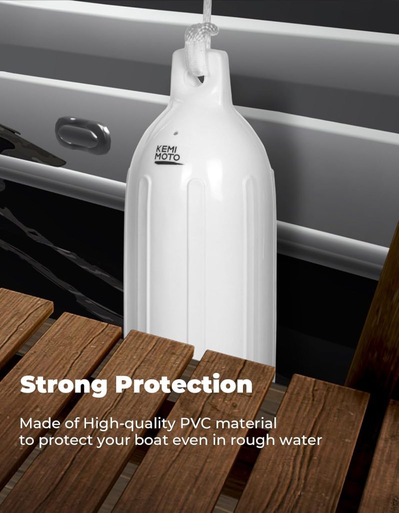 KEMIMOTO Boat Fenders Boat Bumpers for 15-35ft Boat, 4 Pack Inflatable Boat Fenders Bumpers with 4 Ropes, Boat Bumpers for Docking, Fit for Pontoon Boat Bass Boat and Jon Boat KEMIMOTO Boat Fenders Boat Bumpers for 15-35ft Boat, 4 Pack Inflatable Boat Fenders Bumpers with 4 Ropes, Boat Bumpers for Docking, Fit for Pontoon Boat Bass Boat and Jon Boat