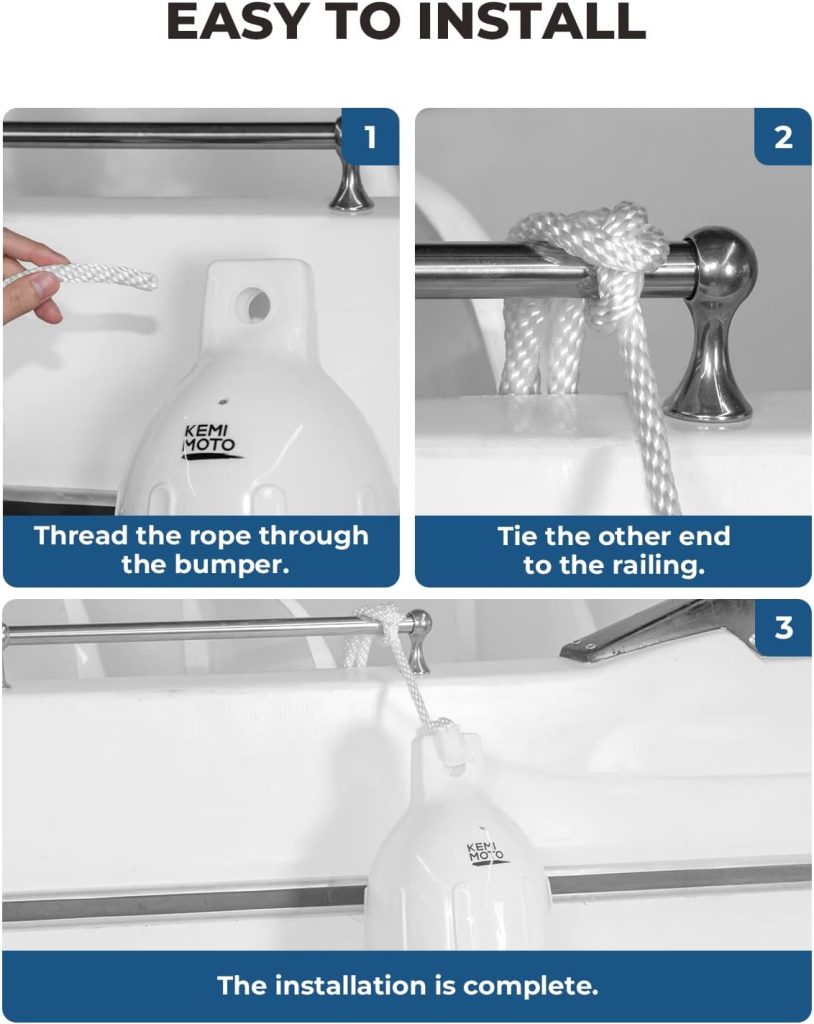 KEMIMOTO Boat Fenders Boat Bumpers for 15-35ft Boat, 4 Pack Inflatable Boat Fenders Bumpers with 4 Ropes, Boat Bumpers for Docking, Fit for Pontoon Boat Bass Boat and Jon Boat KEMIMOTO Boat Fenders Boat Bumpers for 15-35ft Boat, 4 Pack Inflatable Boat Fenders Bumpers with 4 Ropes, Boat Bumpers for Docking, Fit for Pontoon Boat Bass Boat and Jon Boat