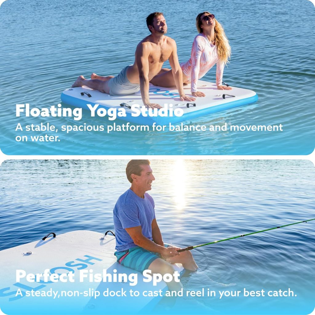 SLOOSH Inflatable Floating Dock, Inflatable Dock Floating Platform, Portable Air Dock Platform Fit for Pool, Lake, Beach with Non-Slip Surface SLOOSH Inflatable Floating Dock, Inflatable Dock Floating Platform, Portable Air Dock Platform Fit for Pool, Lake, Beach with Non-Slip Surface